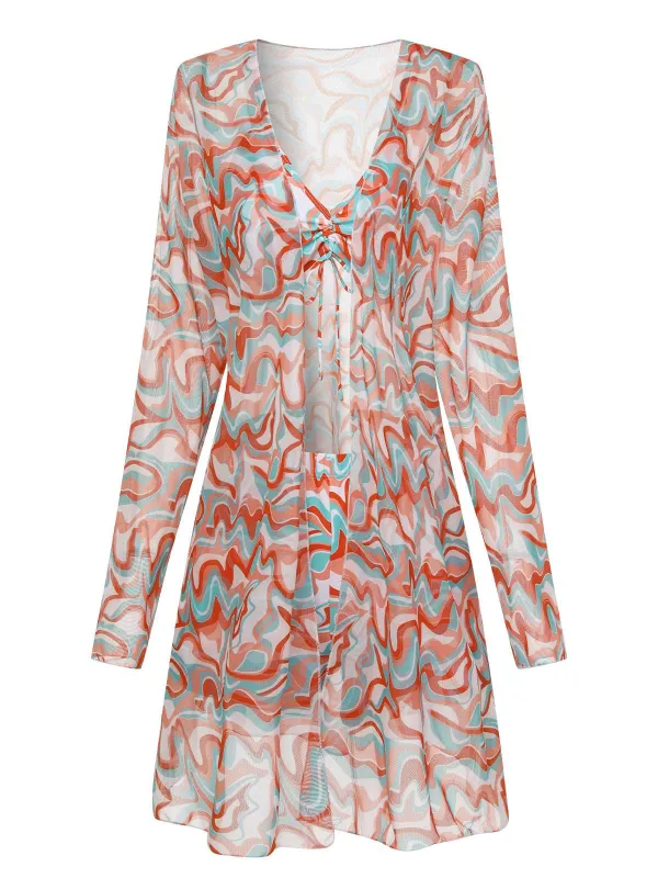 1950s Marble Print Strap Drawstring Swimsuit sold by Retro Stage