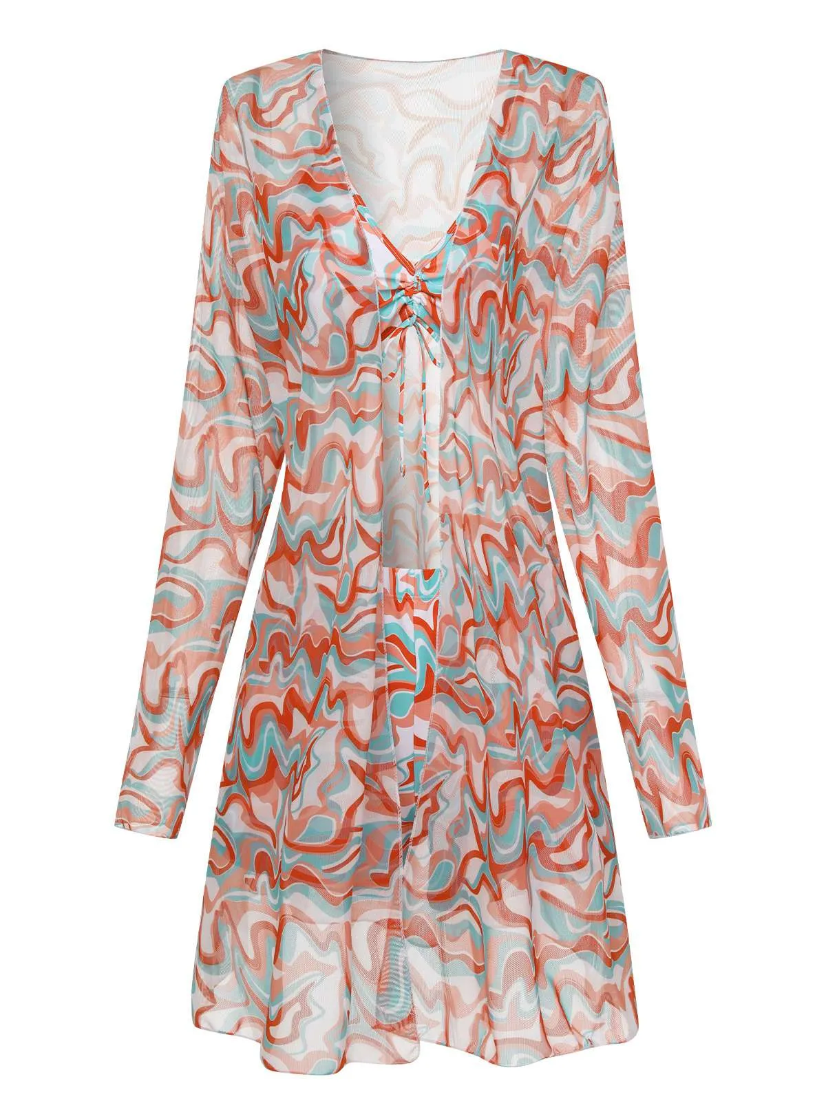 1950s Marble Print Strap Drawstring Swimsuit sold by Retro Stage