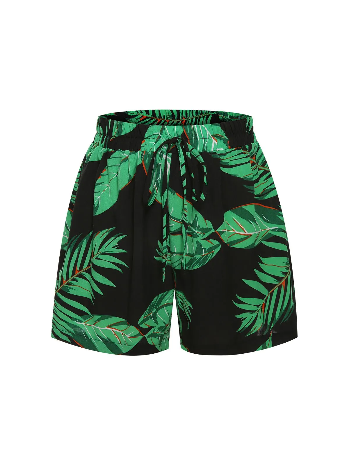 2PCS Green 1980s Palm Leaves Tropical Top & Shorts sold by Retro Stage product image thumbnail 3