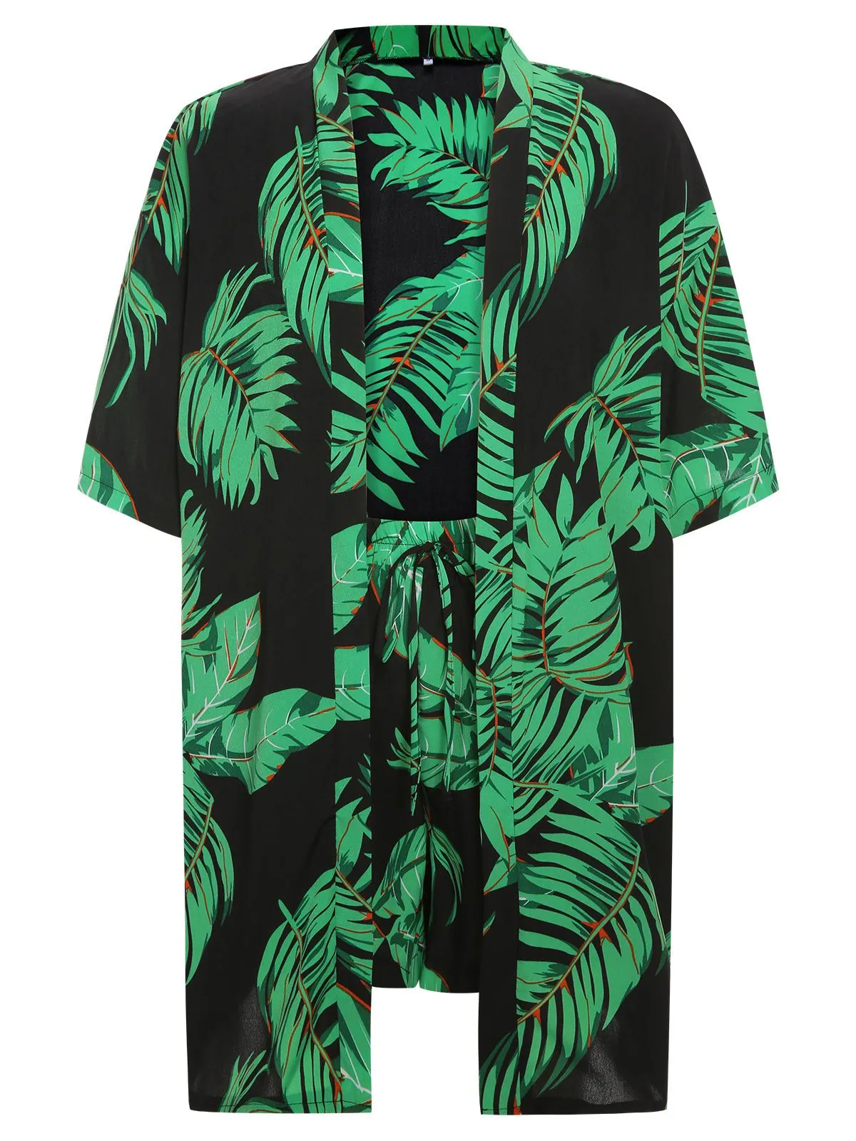 2PCS Green 1980s Palm Leaves Tropical Top & Shorts sold by Retro Stage