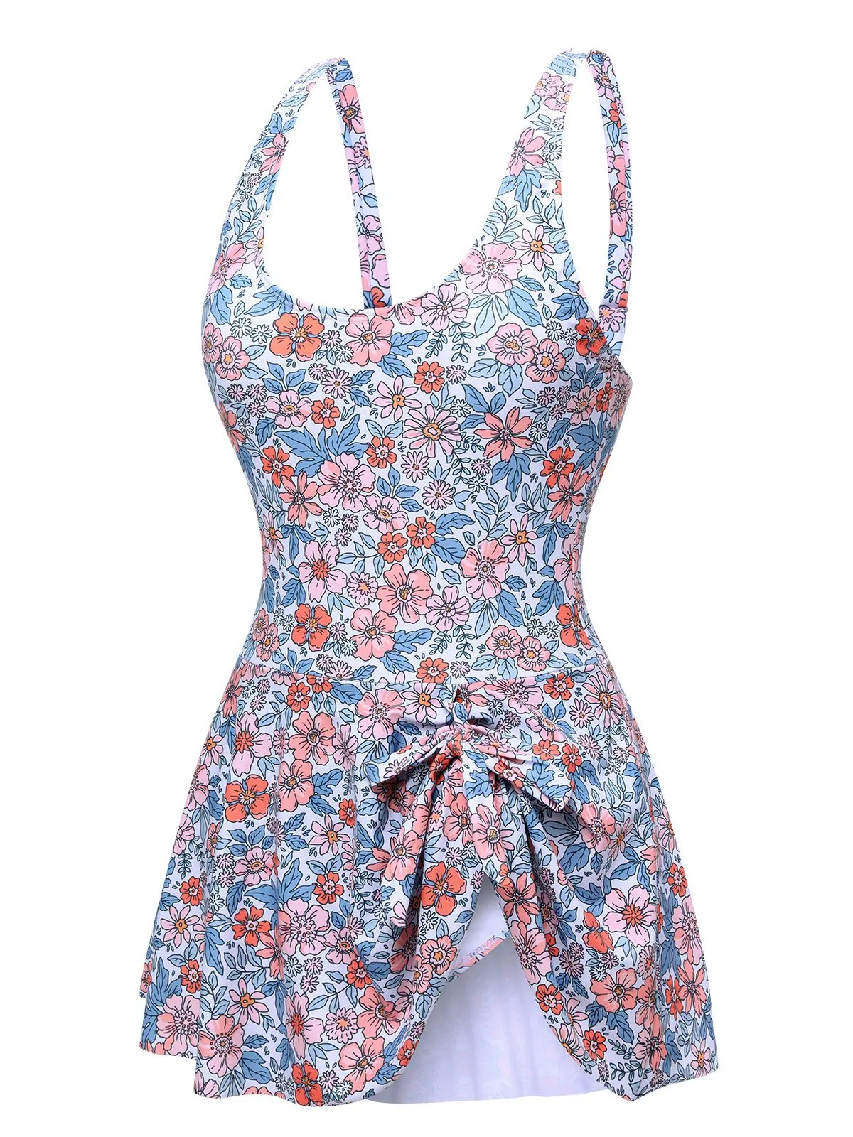 1950s Floral Knot Wide Strap Skirt Swimsuit sold by Retro Stage product image thumbnail 2