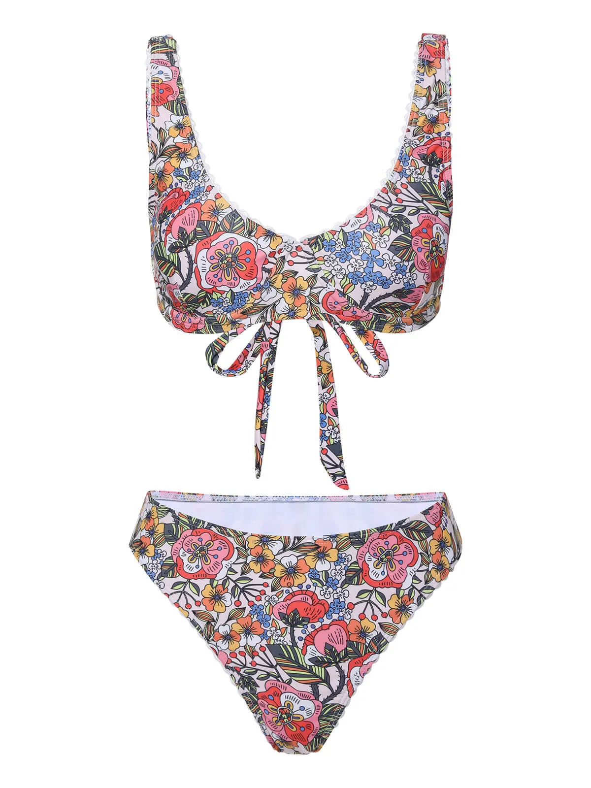 1970s Hippie Floral Wide Strap Swimsuit sold by Retro Stage
