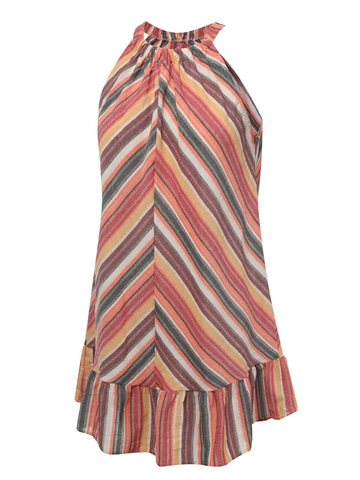 1980s Round Halter Antique Stripe Dress sold by Retro Stage product image thumbnail 2