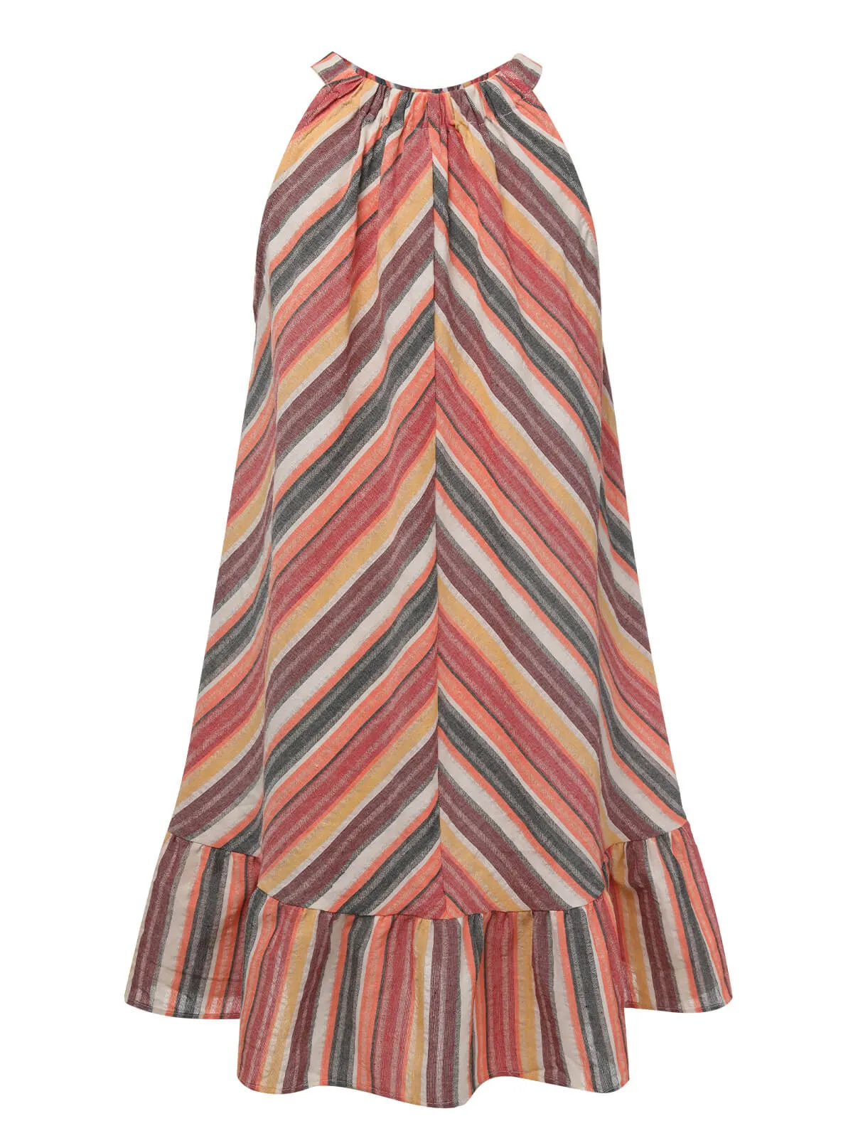 1980s Round Halter Antique Stripe Dress sold by Retro Stage product image thumbnail 3