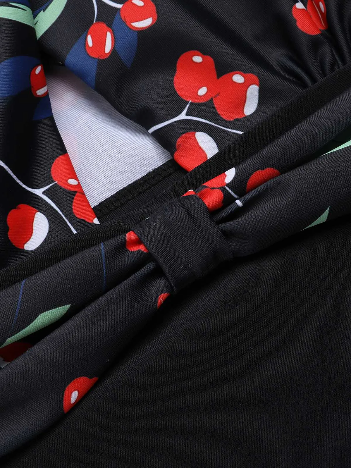 Black 1950s Cross Halter Cherry Swimsuit sold by Retro Stage product image thumbnail 5