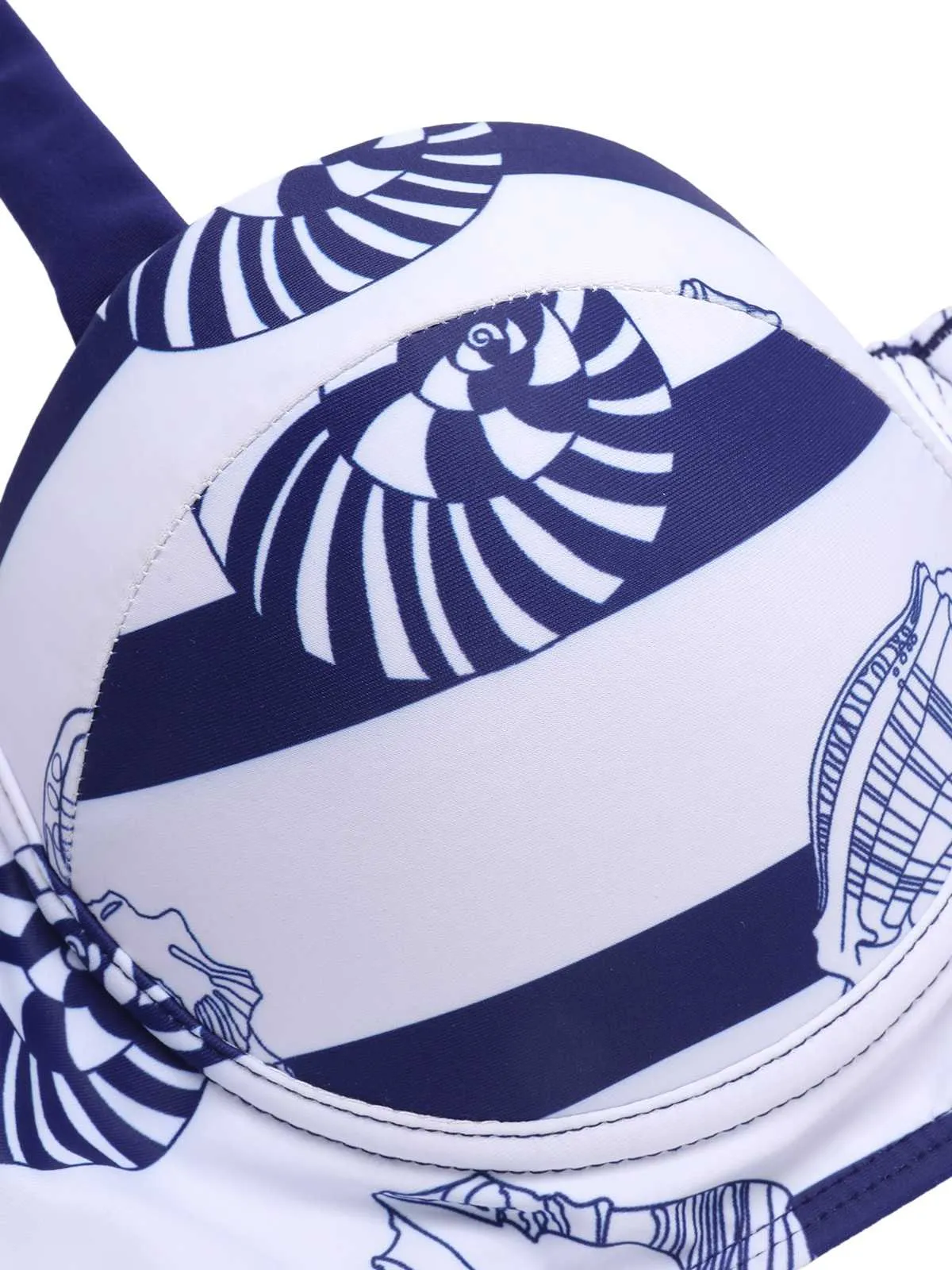 Dark Blue 1940s Halter Ocean Stripes Swimsuit sold by Retro Stage product image thumbnail 5