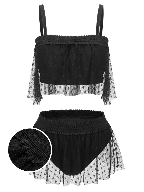 [Plus Size] Black 1950s Strap Mesh Swimsuit sold by Retro Stage