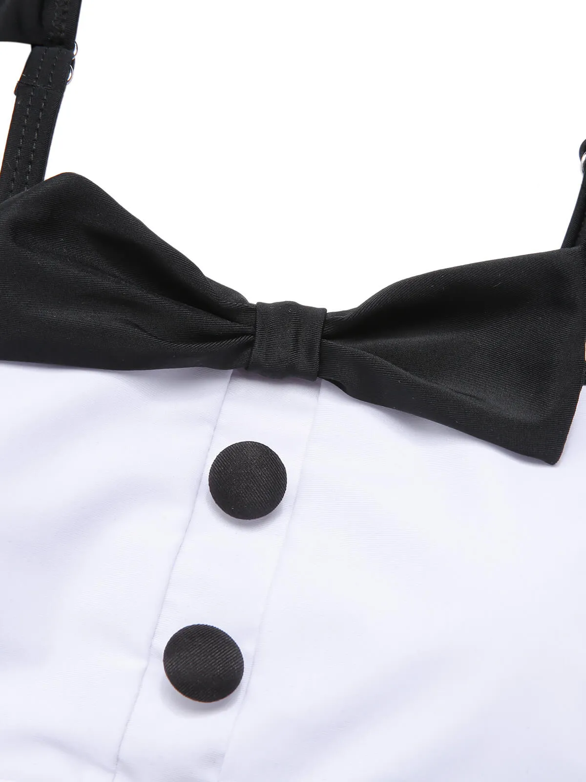 Black 1960s Tuxedo Ruffle Strap Swimsuit sold by Retro Stage product image thumbnail 5