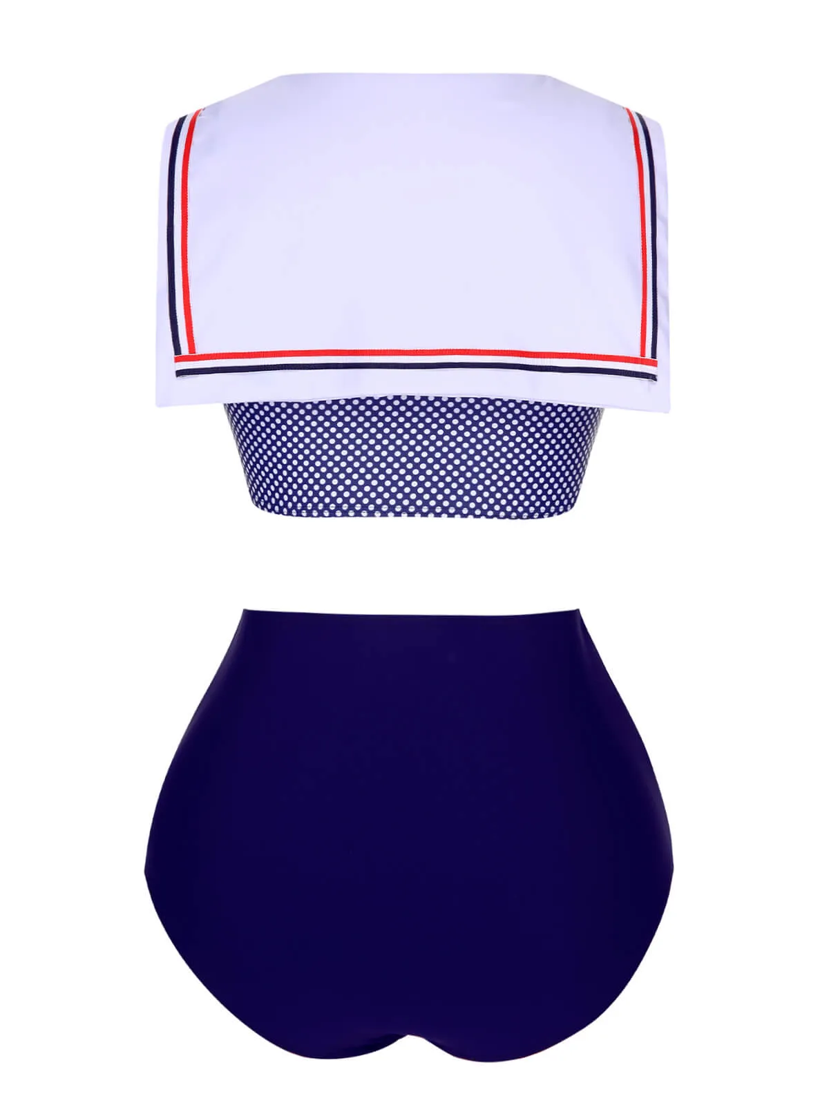 Dark Blue 1940s Dots Sailor Collar Swimsuit sold by Retro Stage product image thumbnail 4