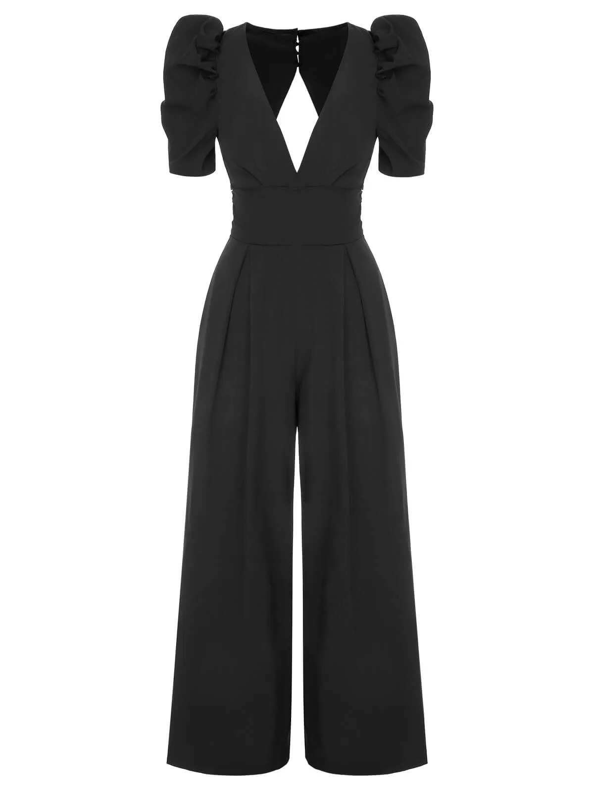 1930s Solid Deep V Puff Sleeves Jumpsuit sold by Retro Stage product image thumbnail 2