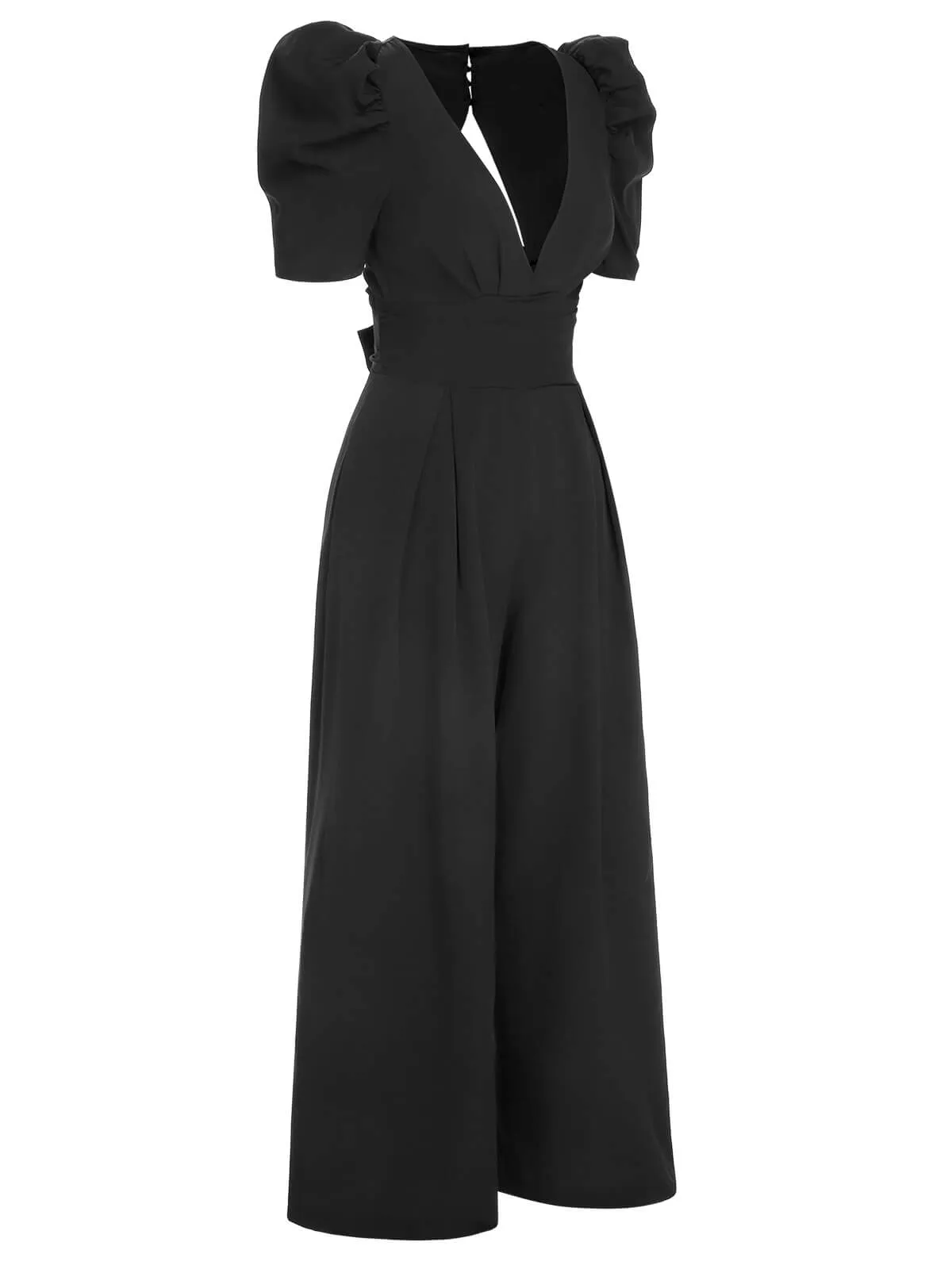 1930s Solid Deep V Puff Sleeves Jumpsuit sold by Retro Stage product image thumbnail 3