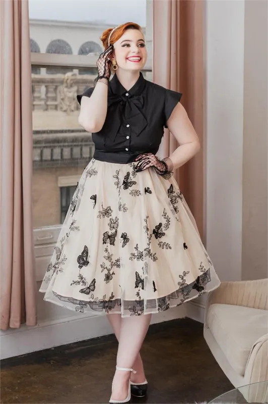 [Plus Size] Black 1950s Butterfly Patchwork Vintage Dress sold by Retro Stage
