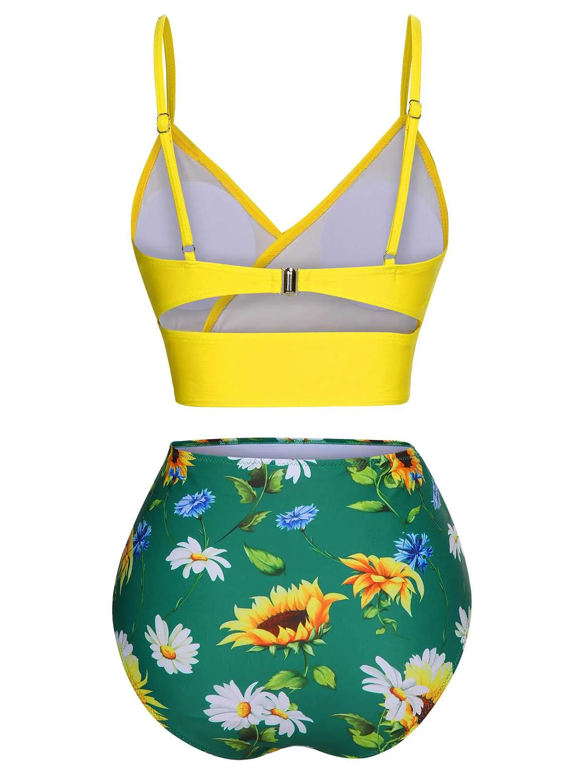 2PCS Yellow 1950s Sunflower Ruffles V-Neck Swimsuit sold by Retro Stage product image thumbnail 5