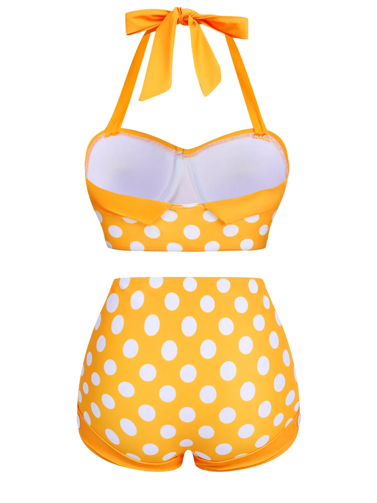 Yellow 1950s Polka Dots Halter Bikini Set sold by Retro Stage product image thumbnail 4
