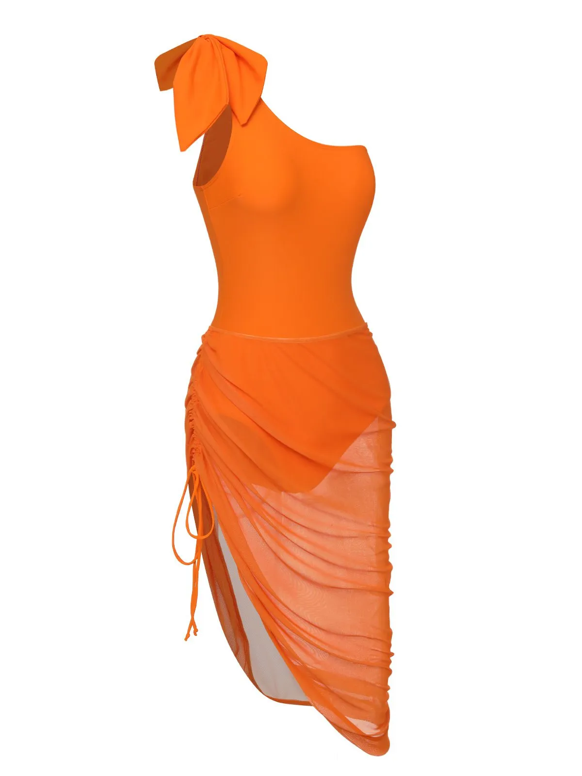 Orange 1940s Solid Swimsuit & High Low Cover-Up sold by Retro Stage product image thumbnail 2