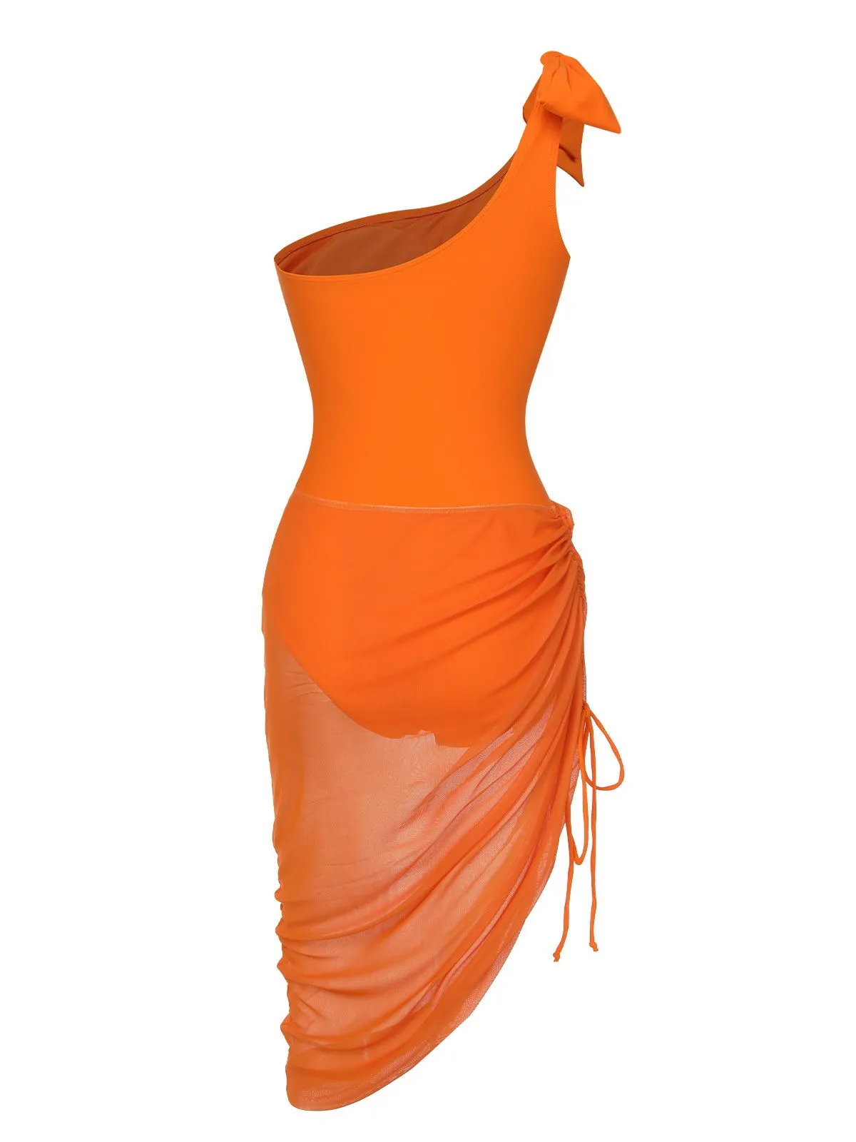 Orange 1940s Solid Swimsuit & High Low Cover-Up sold by Retro Stage product image thumbnail 3