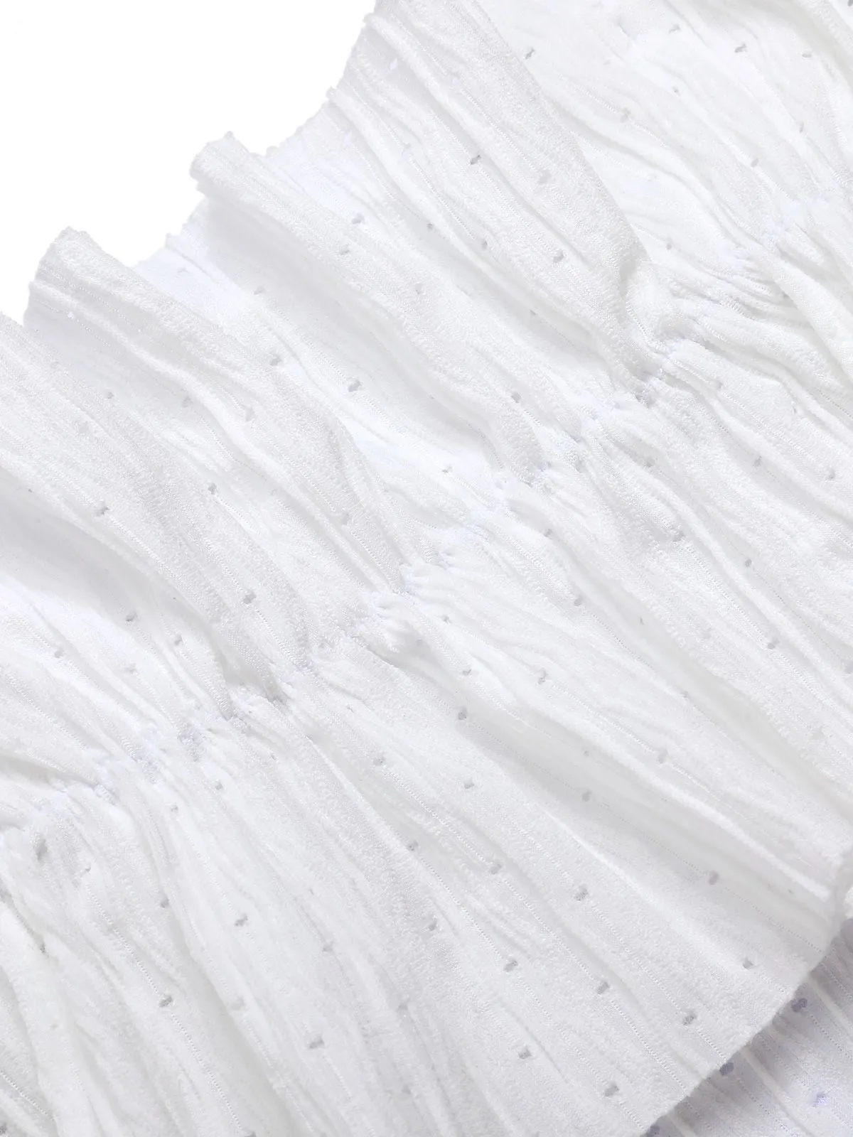 White 1970s Solid Ruffles Bandeau Swimsuit sold by Retro Stage product image thumbnail 4