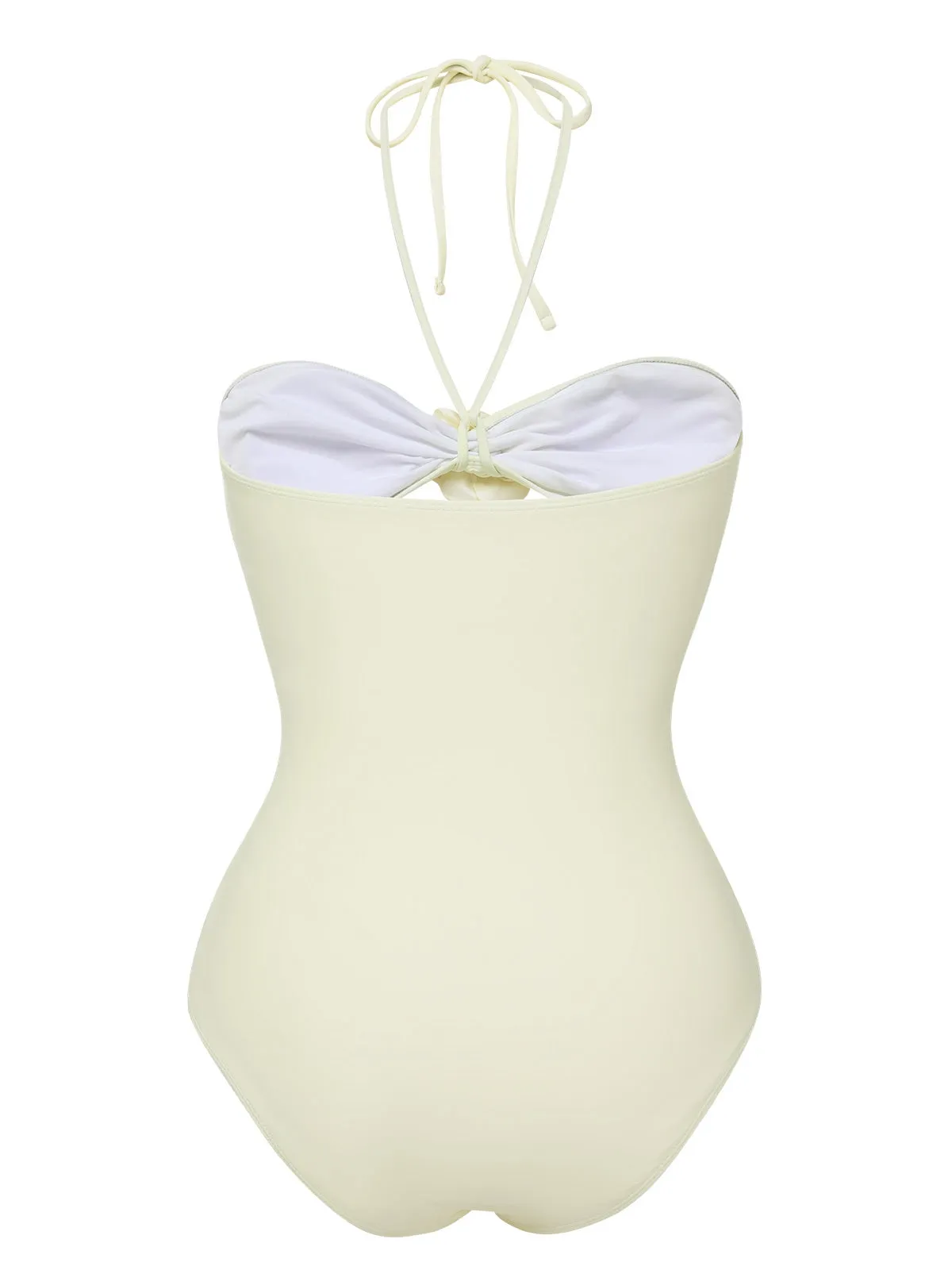 Beige 1930s 3D Flowers Halter One-Piece Swimsuit sold by Retro Stage product image thumbnail 3