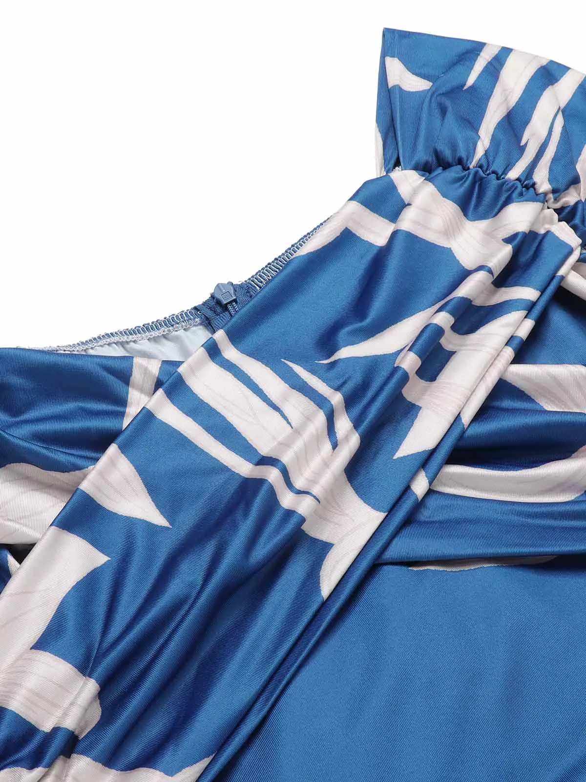 Blue 1960s High-Waist Plant Print Jumpsuit sold by Retro Stage product image thumbnail 5