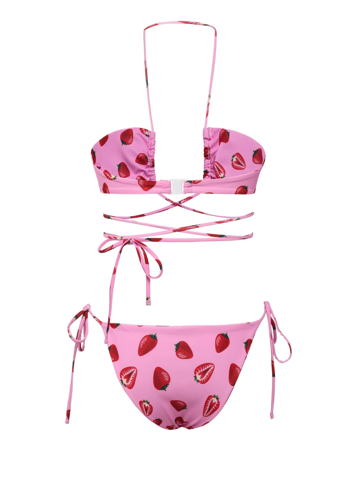 Pink 1950s Strawberry Waist Tie Halter Bikini Set sold by Retro Stage product image thumbnail 4