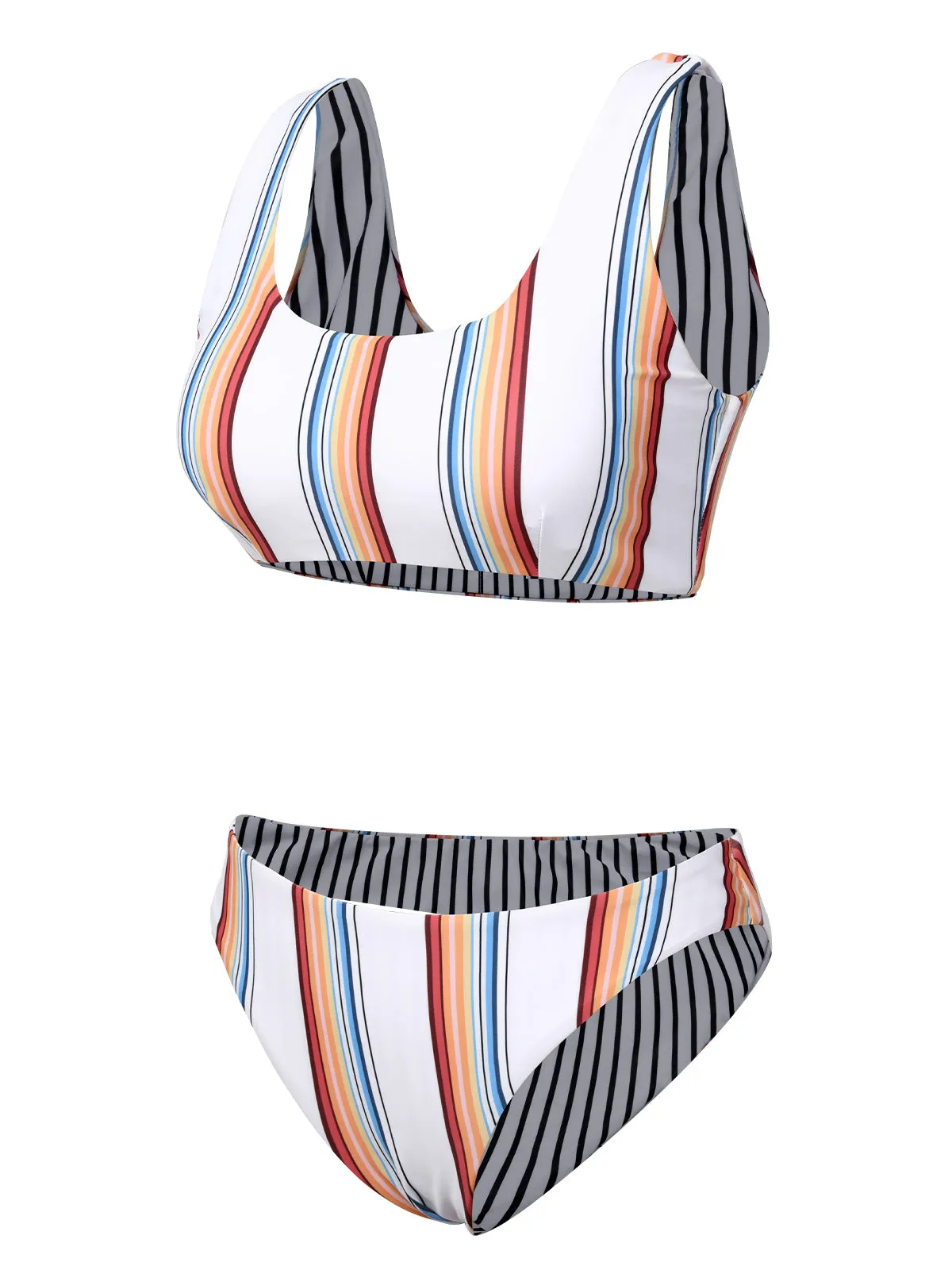 White 1950s Strap Stripes Swimsuit sold by Retro Stage product image thumbnail 2