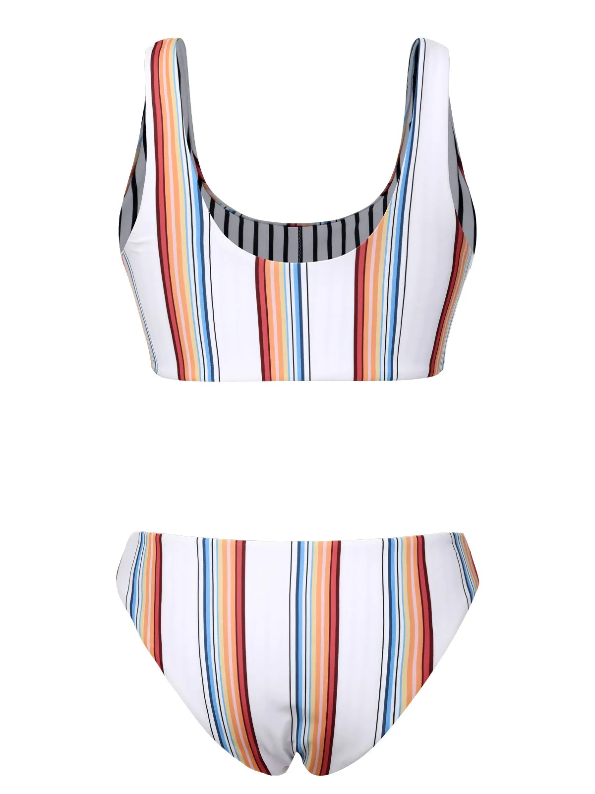 White 1950s Strap Stripes Swimsuit sold by Retro Stage product image thumbnail 3