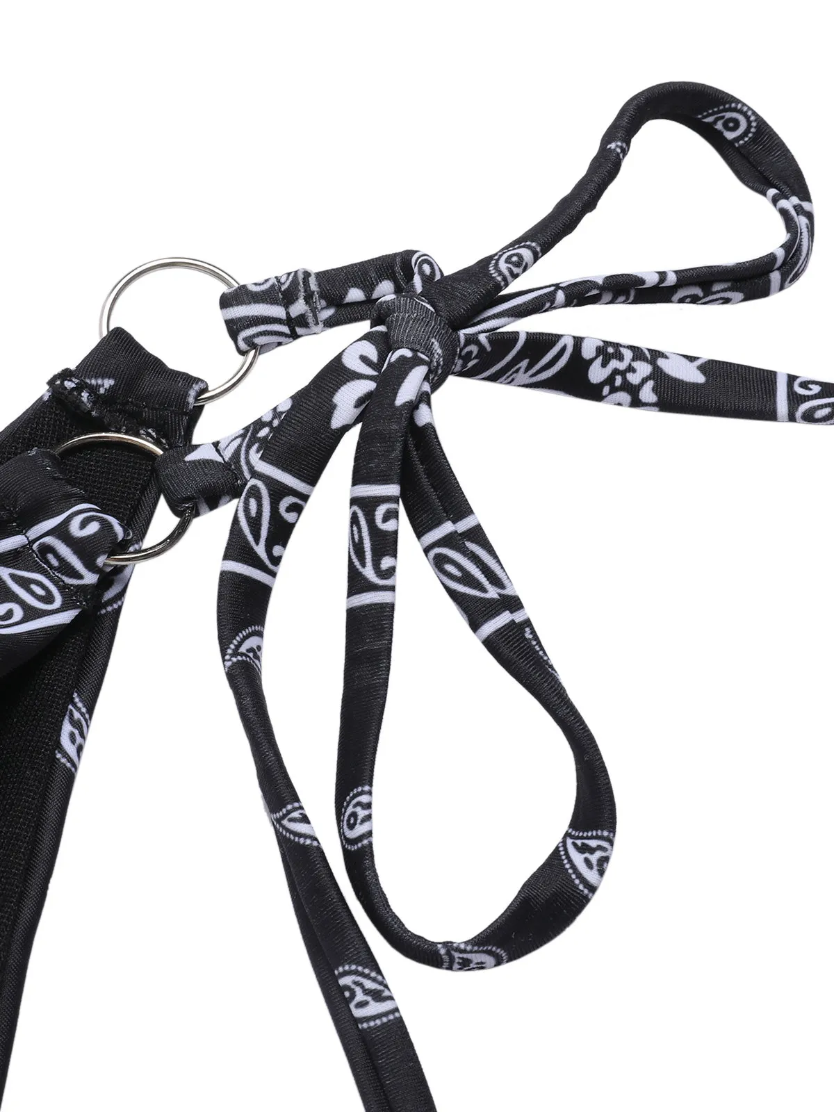 Black 1930s Cashew Flowers Lace-Up Bikini Set sold by Retro Stage product image thumbnail 4