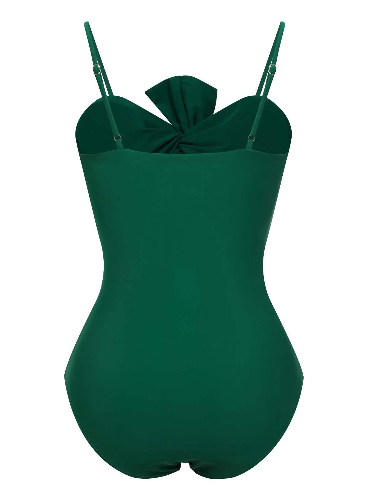Dark Green 1940s Bow Spaghetti Strap Swimsuit sold by Retro Stage product image thumbnail 3