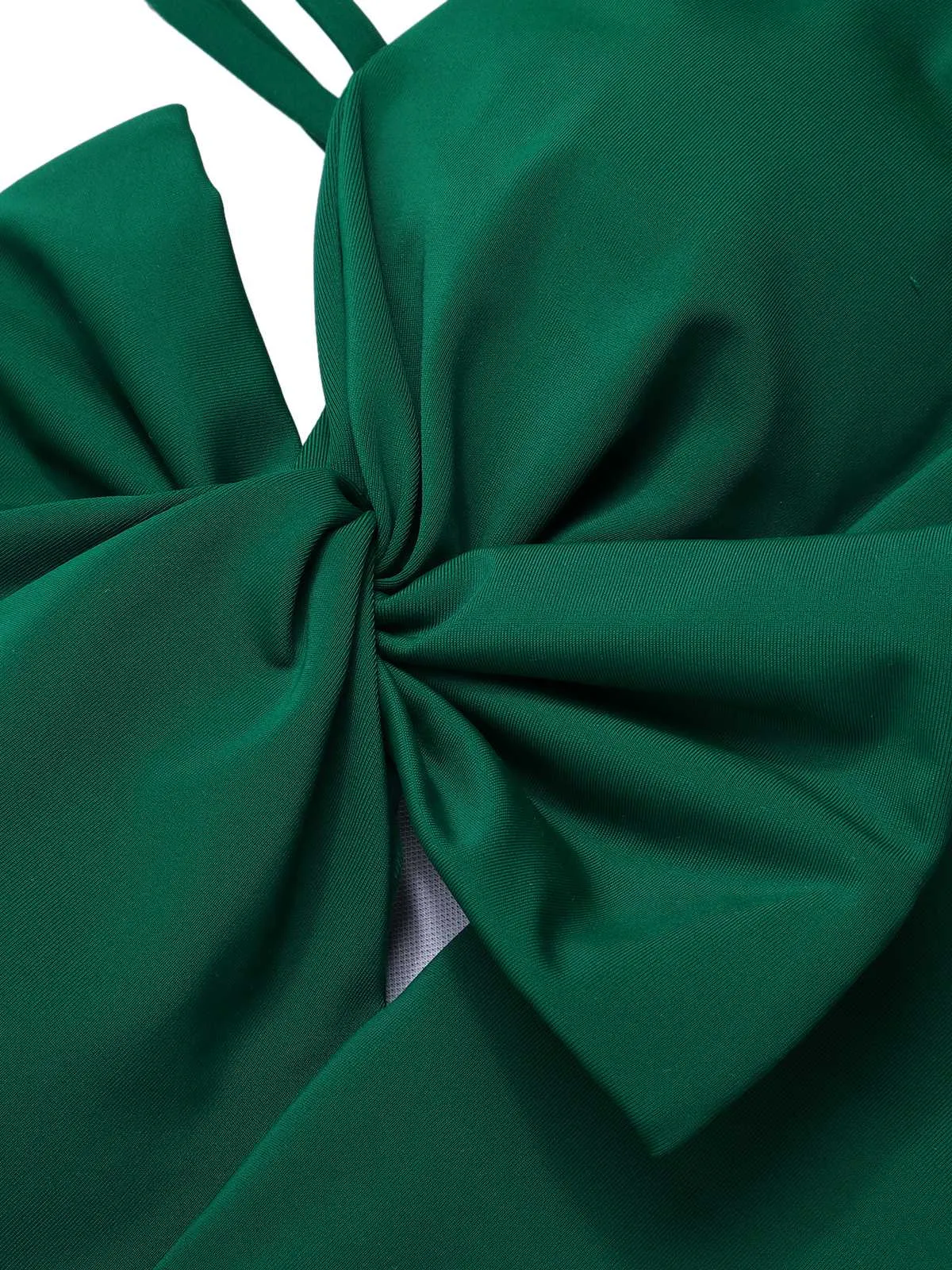 Dark Green 1940s Bow Spaghetti Strap Swimsuit sold by Retro Stage product image thumbnail 4