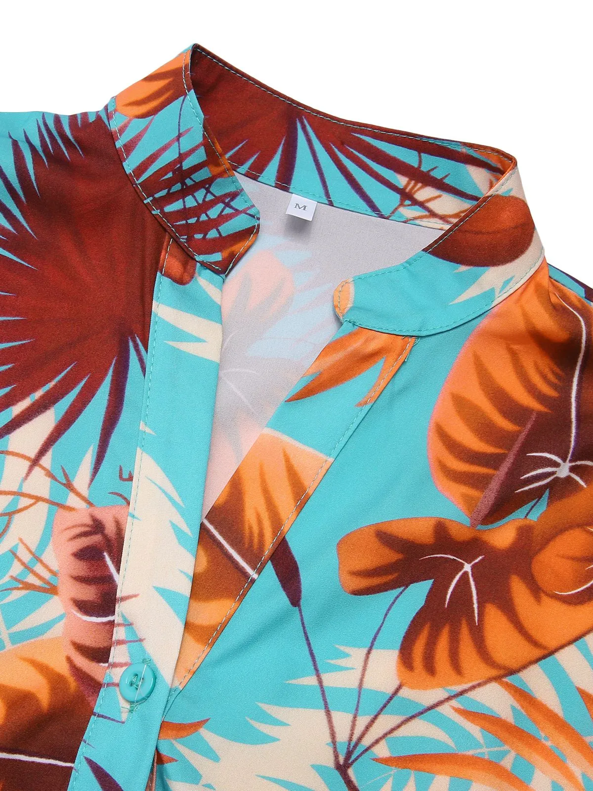 2PCS Blue 1970s Tropical Blouse & Shorts With Belt sold by Retro Stage product image thumbnail 5
