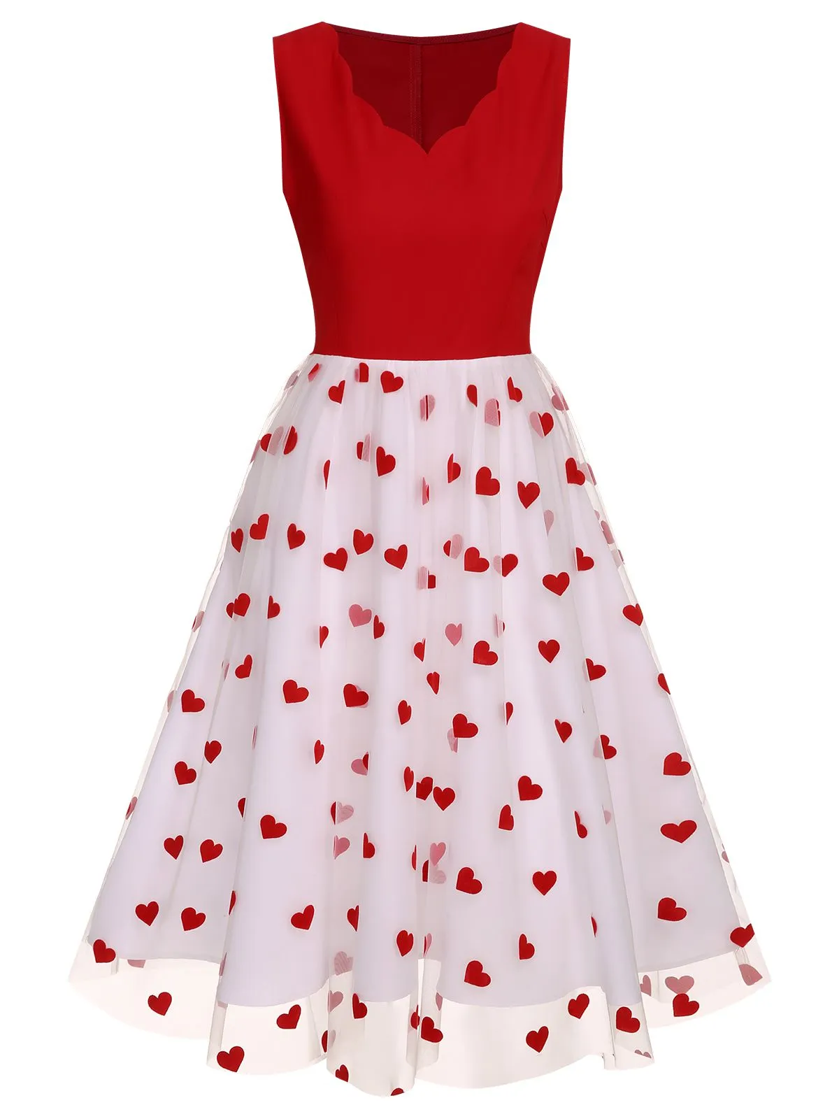 Red 1950s Heart Bow Sleeveless Dress sold by Retro Stage product image thumbnail 2