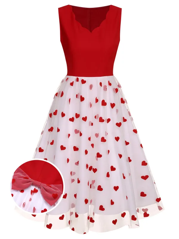 Red 1950s Heart Bow Sleeveless Dress sold by Retro Stage