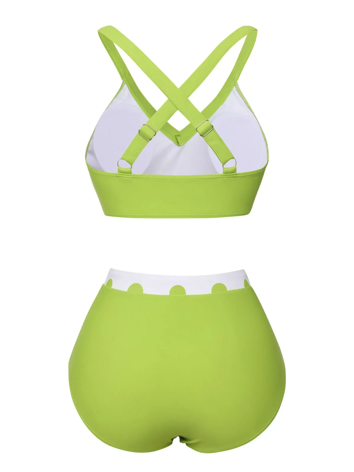 Green 1950s Polka Dot V-Neck Swimsuit sold by Retro Stage product image thumbnail 4