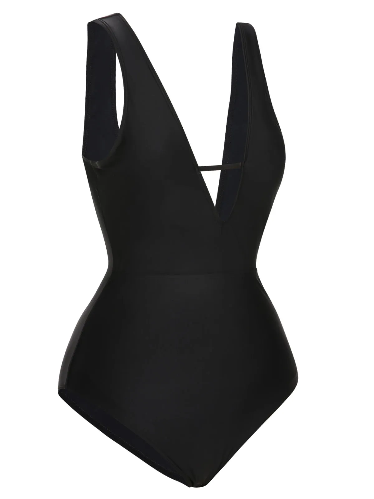 Black 1950s Polka Dot V-Neck Bow Swimsuit sold by Retro Stage product image thumbnail 3