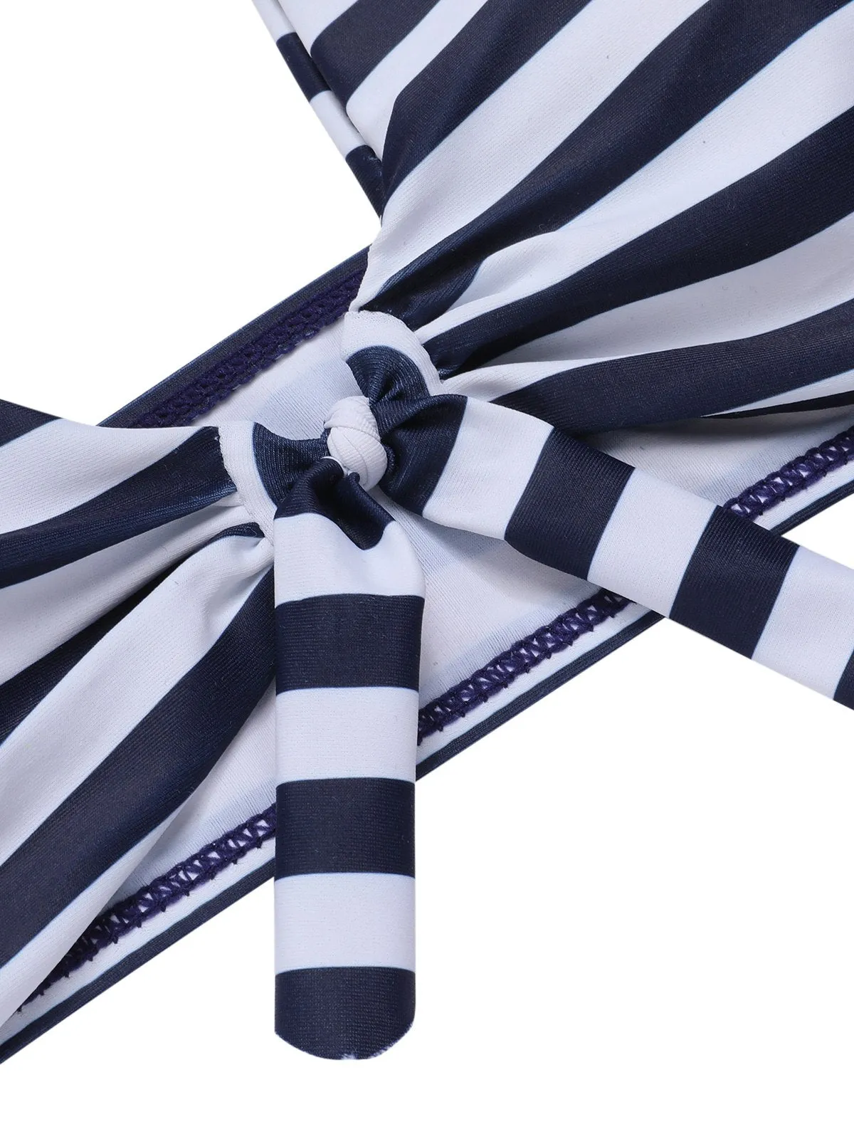 Dark Blue 1930s Stripes Halter Buttons Swimsuit sold by Retro Stage product image thumbnail 5