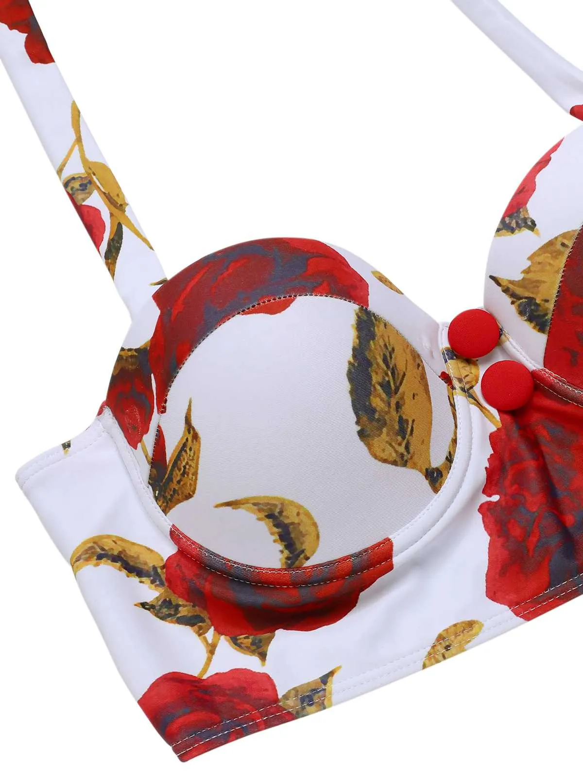 Red 1960s Halter Roses Swimsuit sold by Retro Stage product image thumbnail 5