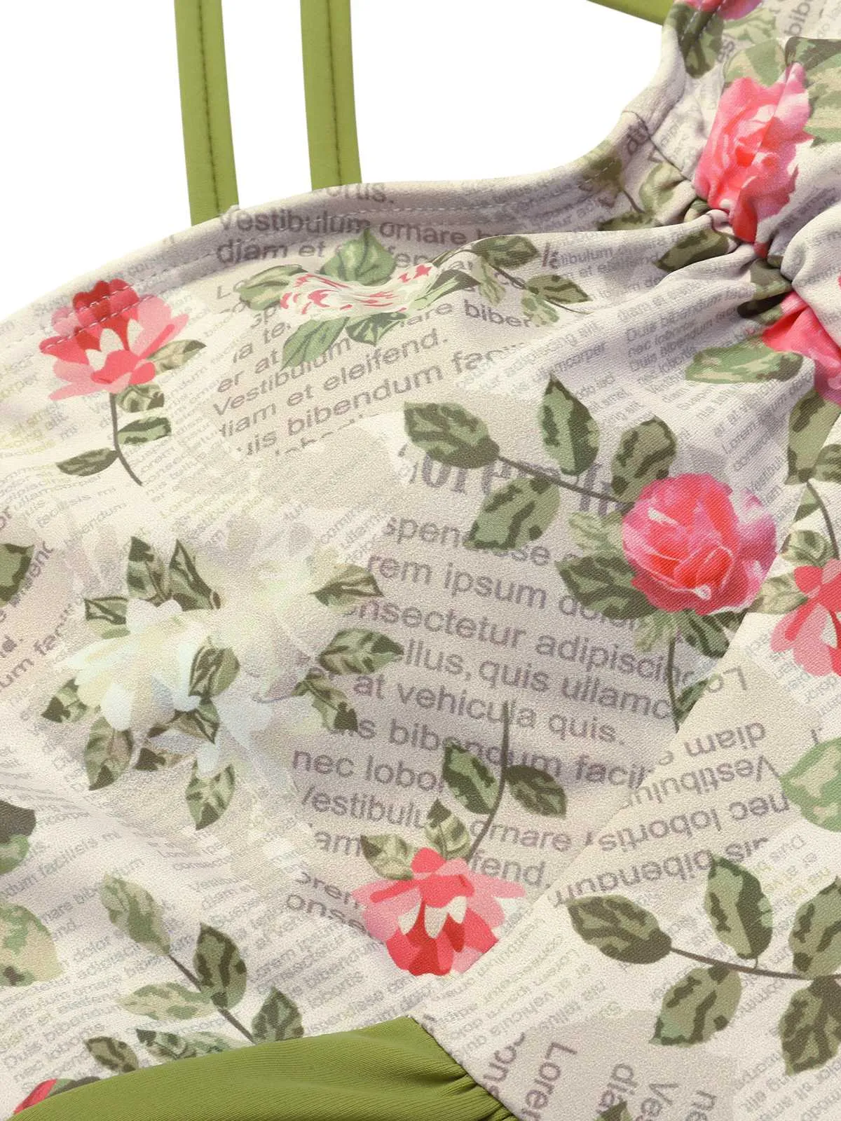 1940s Double Strap Pleated Roses One-Piece Swimsuit sold by Retro Stage product image thumbnail 5