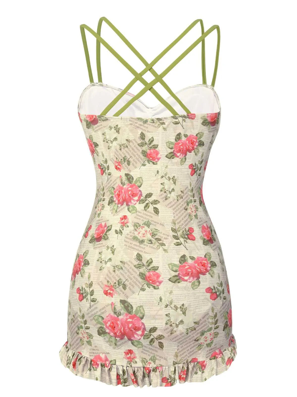 1940s Double Strap Pleated Roses One-Piece Swimsuit sold by Retro Stage product image thumbnail 4