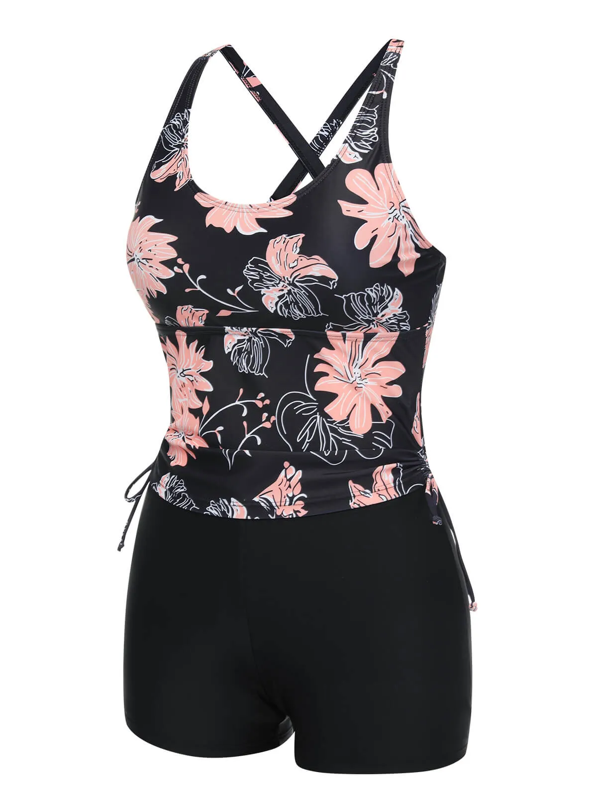 1930s Pink Floral Lace-Up Tankini sold by Retro Stage product image thumbnail 2