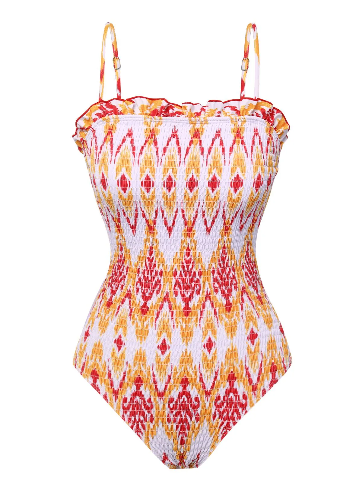 1960s Chevron Smocking Strap Bandeau Swimsuit sold by Retro Stage