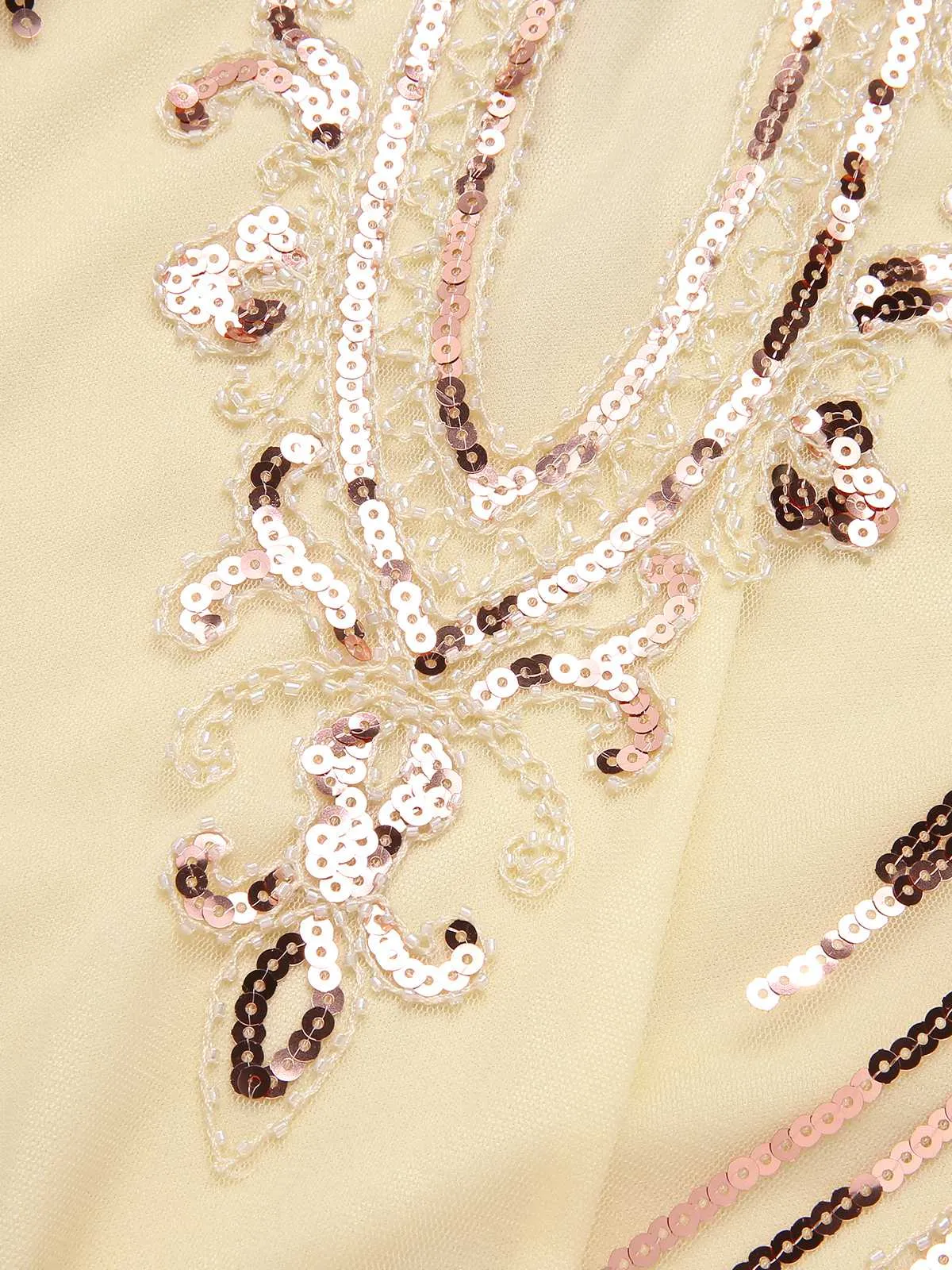 1920s Cold Shoulder Embroidered Fringe Sequins Dress sold by Retro Stage product image thumbnail 4