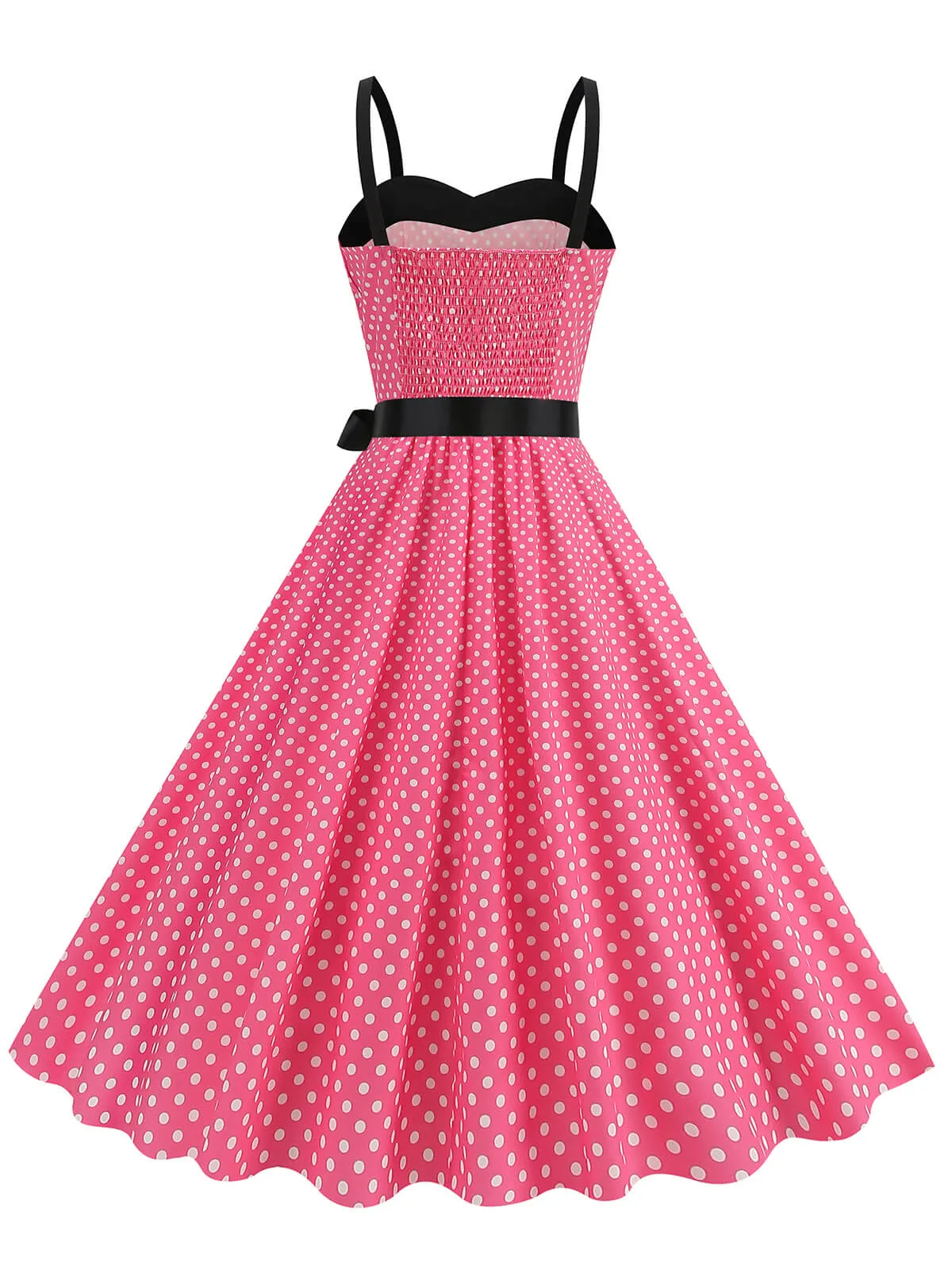 1950s Polka Dots Patchwork Ribbon Strap Dress sold by Retro Stage product image thumbnail 3