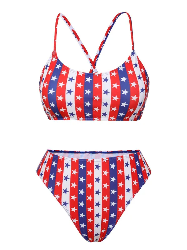 1960s Spaghetti Strap Independence Day Swimsuit sold by Retro Stage