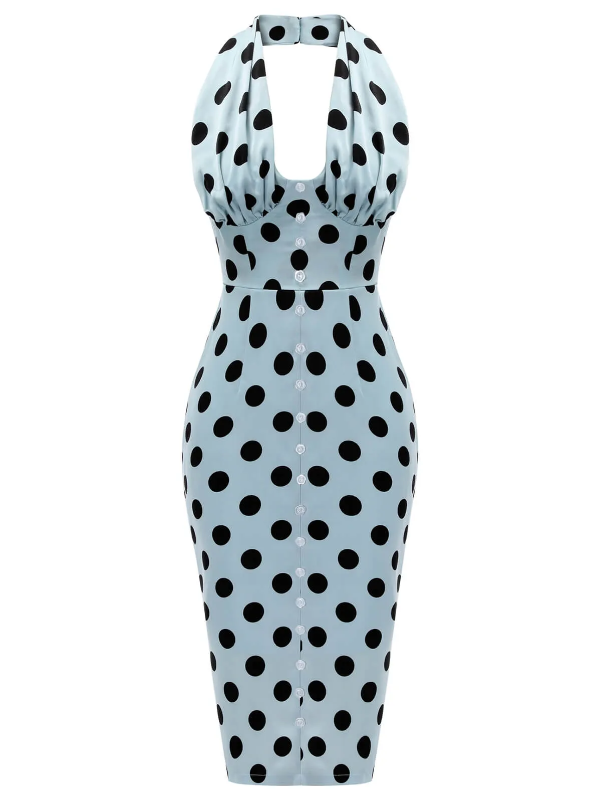 Blue 1960s Polks Dots Pencil Dress sold by Retro Stage product image thumbnail 2