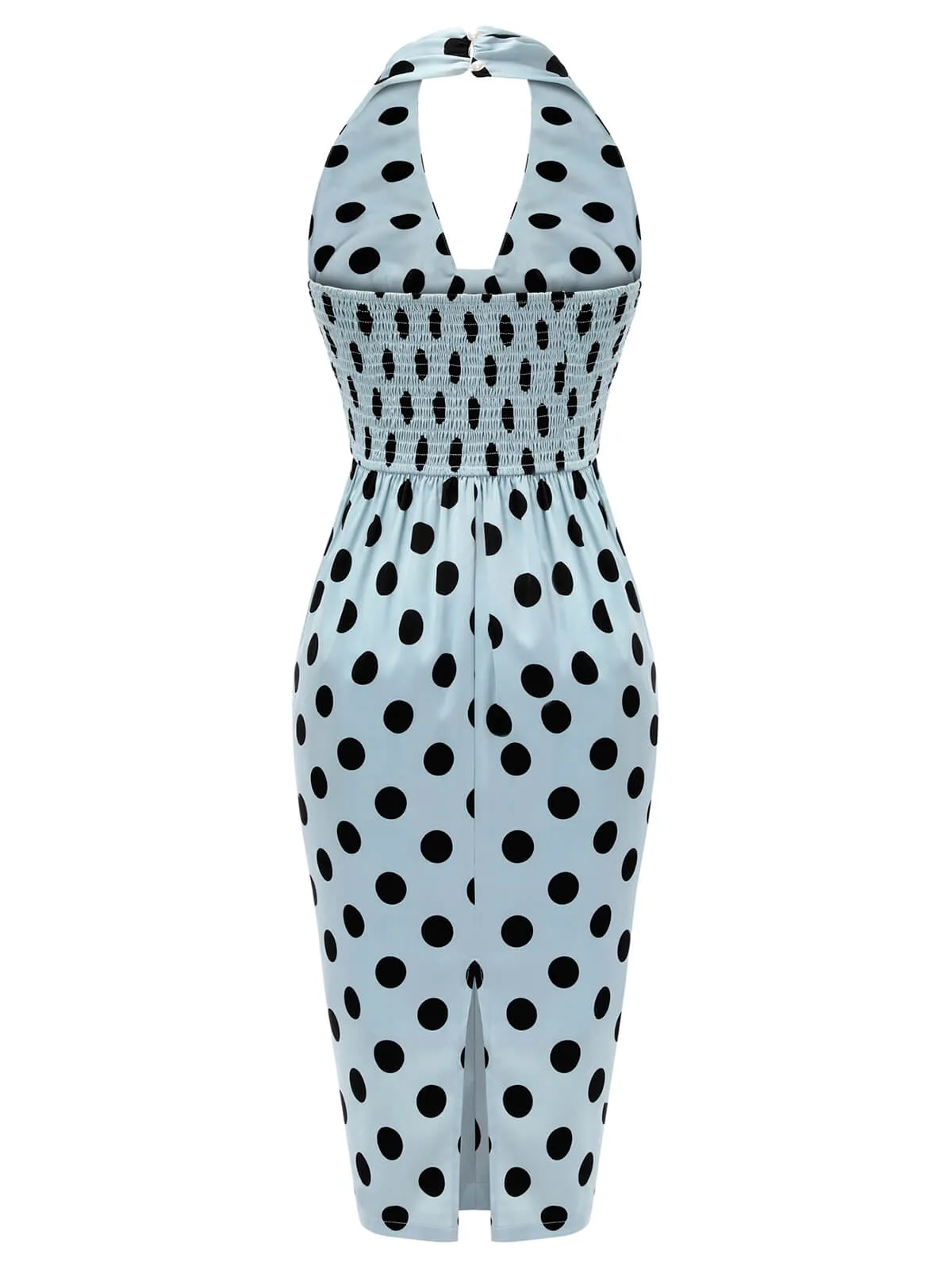 Blue 1960s Polks Dots Pencil Dress sold by Retro Stage product image thumbnail 4