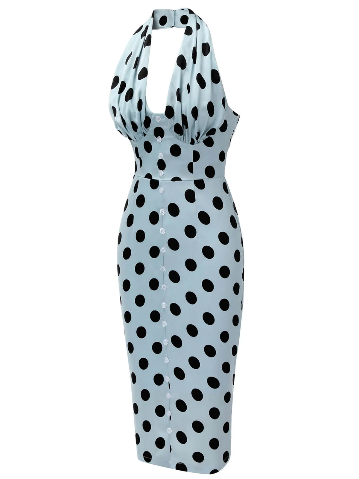 Blue 1960s Polks Dots Pencil Dress sold by Retro Stage product image thumbnail 3