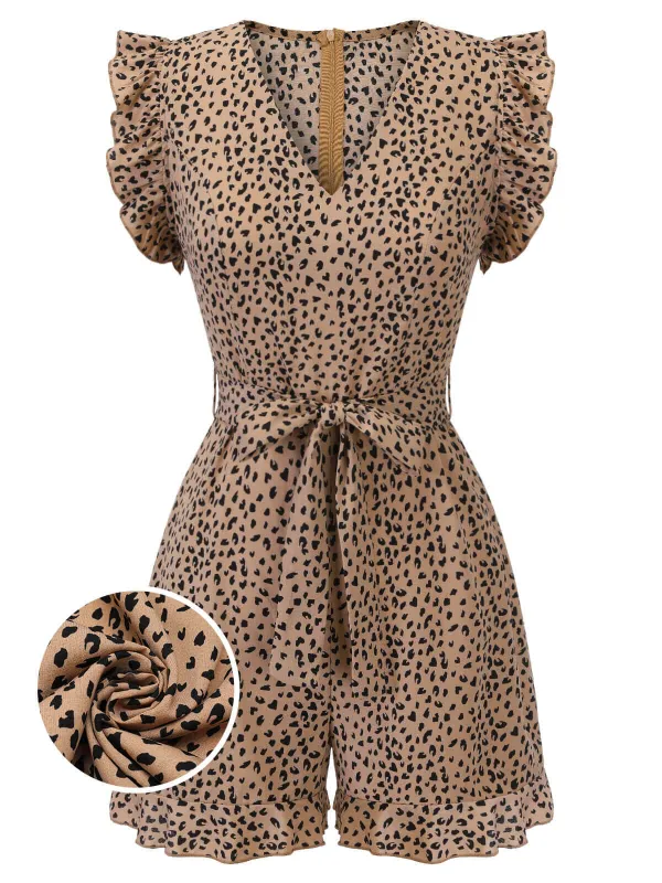 1930s Leopard Print Mullet Sleeves V-neck Romper sold by Retro Stage