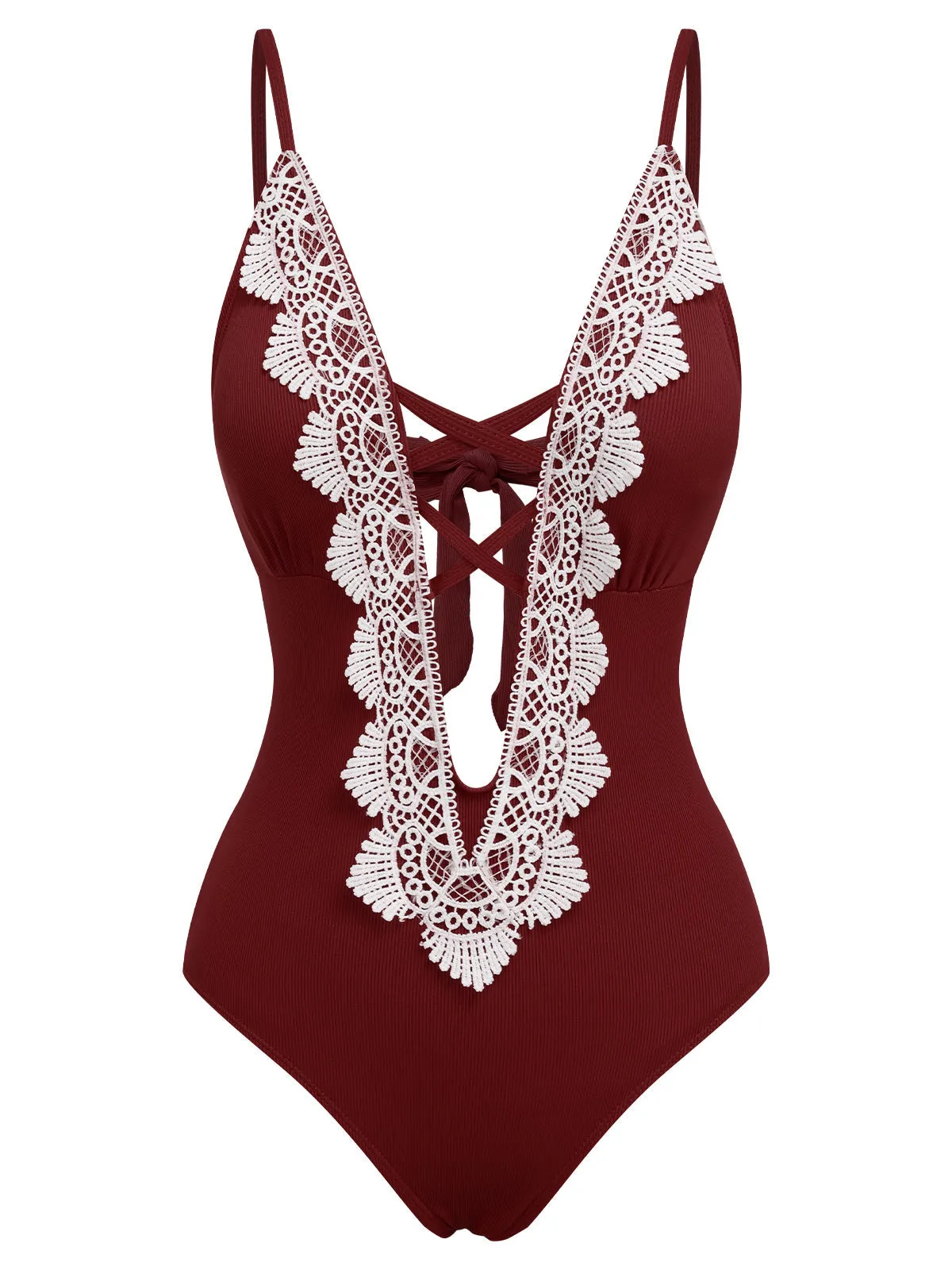 1930s Lace Knitted One-Piece Swimsuit sold by Retro Stage