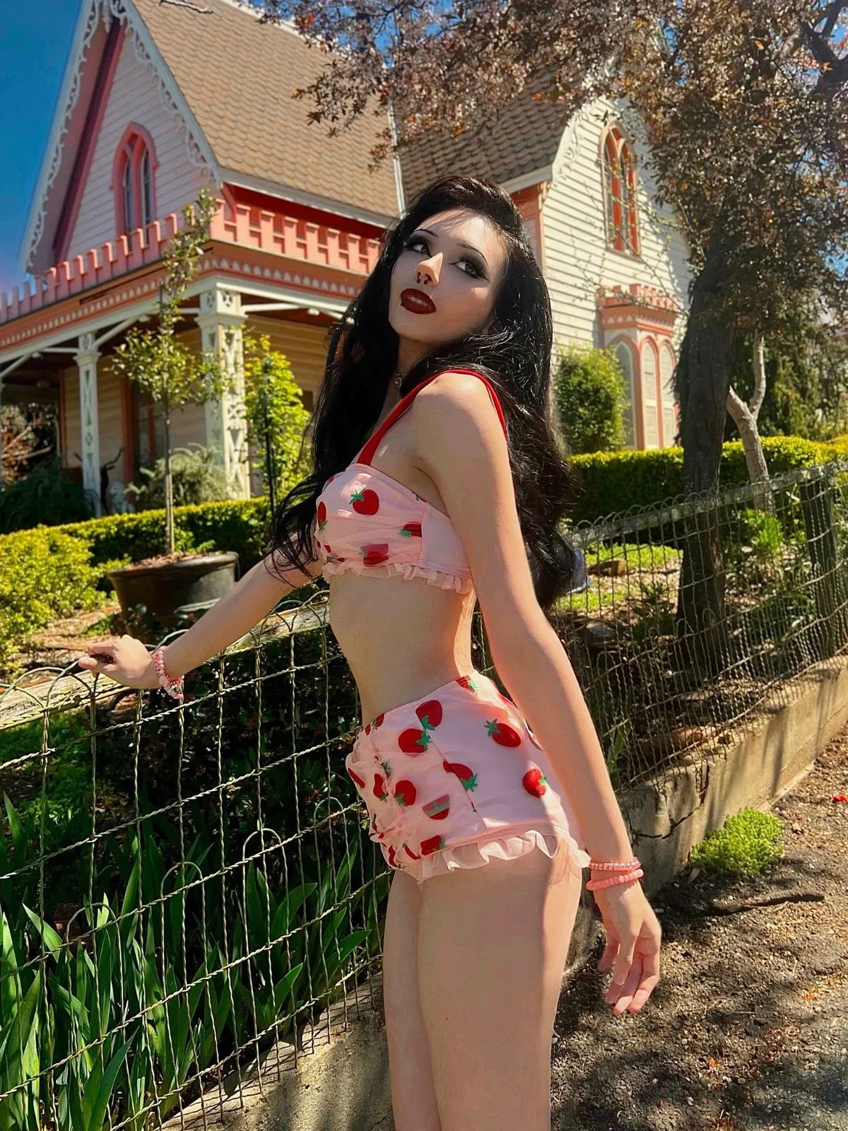 Lace Strawberry Cami Tankini Set sold by Retro Stage product image thumbnail 3