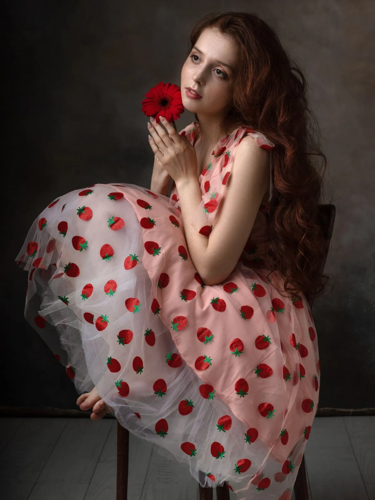 Pink 1950s Strawberry Mesh Swing Dress sold by Retro Stage